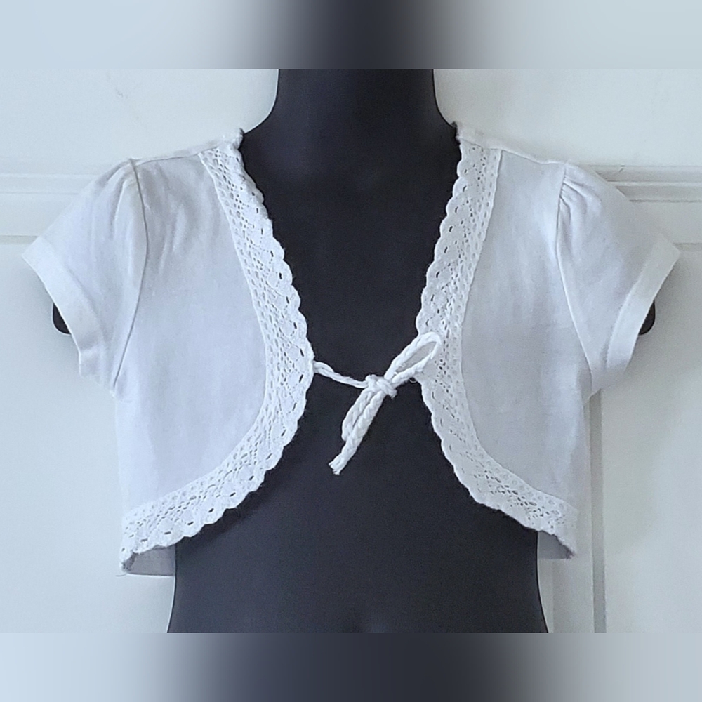 Little Girl's Lace Detailed Tie Front Shrug
